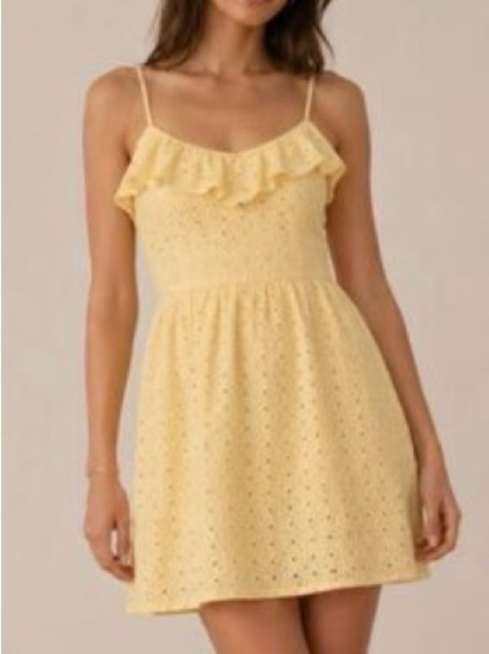 Lilly Pulitzer Careen Embroidered Eyelet Jersey Dress Medium Dandelion Yellow XL
